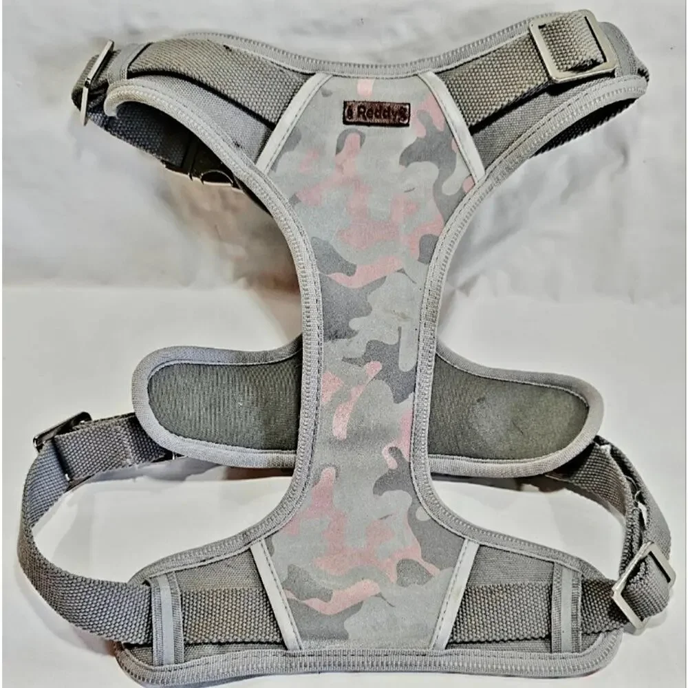 Reddy Reflective Camouflage Dog Harness With Handle Large/Large Grey & Pink